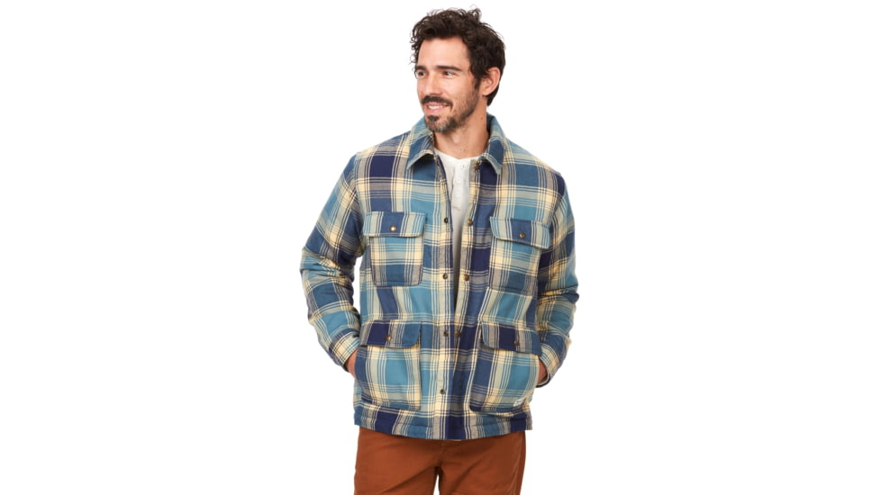 Marmot Ridgefield Sherpa Flannel Shirt Jacket - Mens, Moon River, Medium, M14654-1904-M