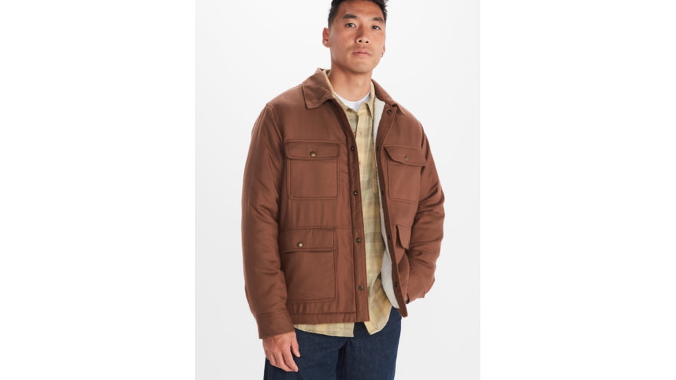 Marmot Ridgefield Sherpa Flannel Shirt Jacket - Mens, Pinecone, Extra Large, M14654-7387-XL