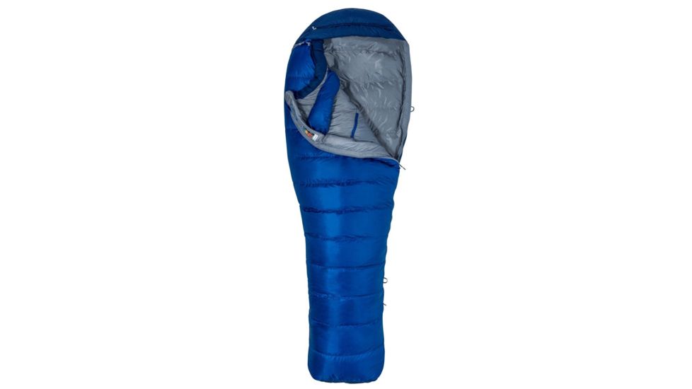 Marmot Sawtooth Sleeping Bag, Surf/Arctic Navy, Reg 6ft0in/Left Zip, 29870-3901-LZ