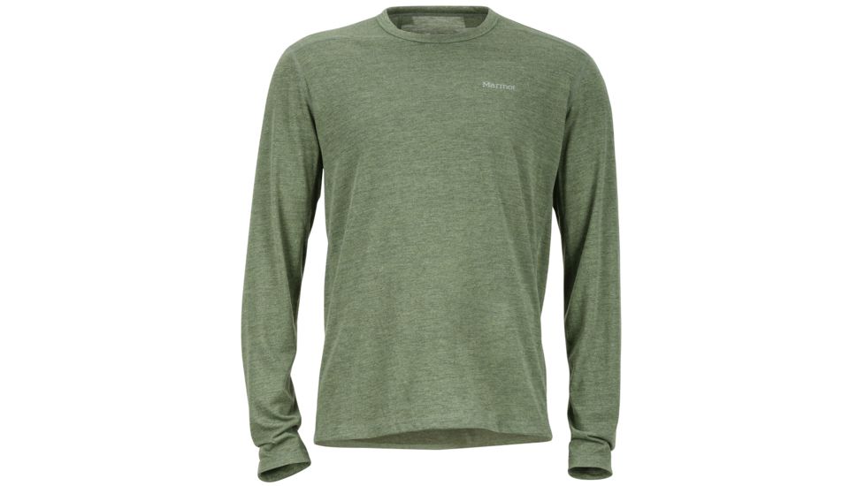 Marmot Saxon Long Sleeve Tee - Men's-Stone Green Heather-Small