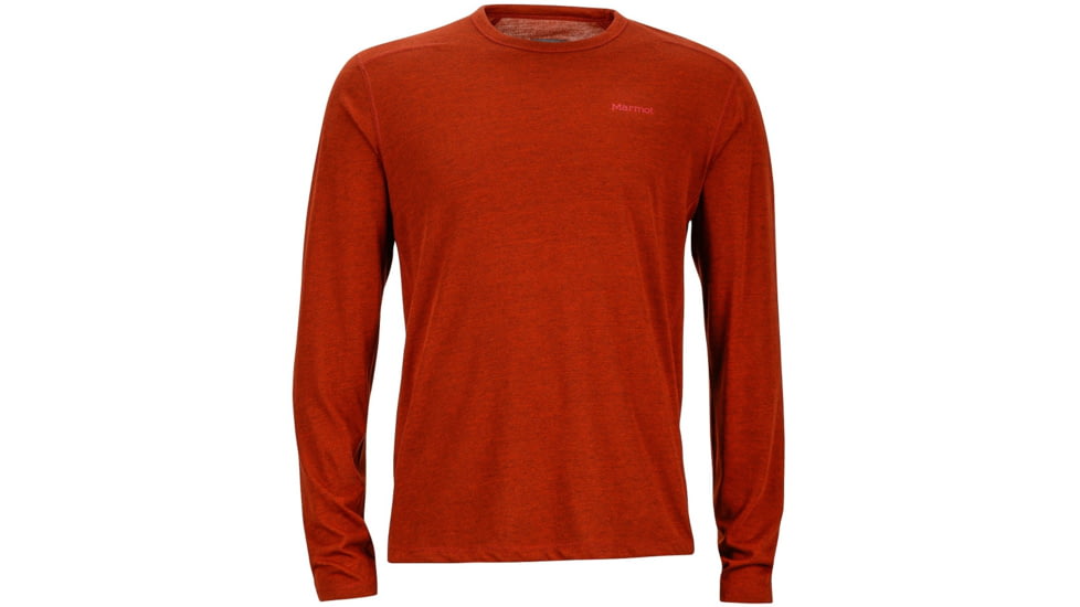 Marmot Saxon Long Sleeve Tee - Men's-True Dark Rust Heather-Small
