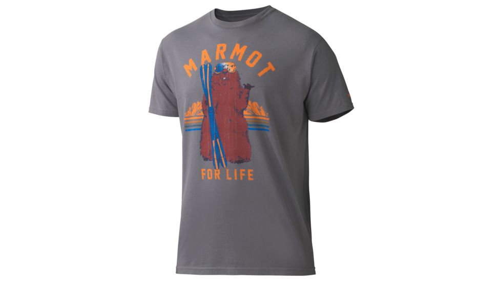 Marmot Men's BR Shaka Marmot Tee SS, Charcoal Heather, L, 900457-1204-L