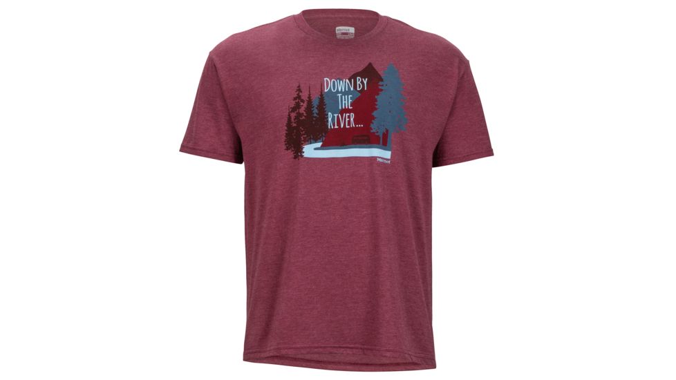 Marmot Waterfront Short Sleeve Tee - Men's -Burgundy Heather-Small