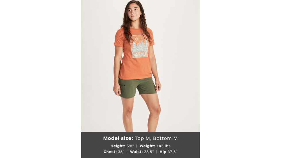 Marmot Woodblock Short Sleeve T-Shirt - Womens, Amber Heather, Medium, 46470-7391-M