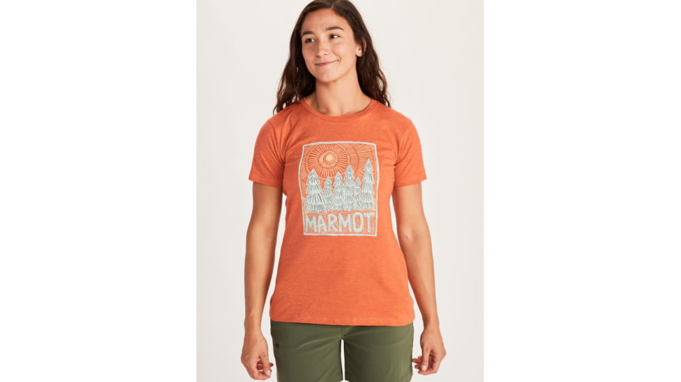 Marmot Woodblock Short Sleeve T-Shirt - Womens, Amber Heather, Medium, 46470-7391-M