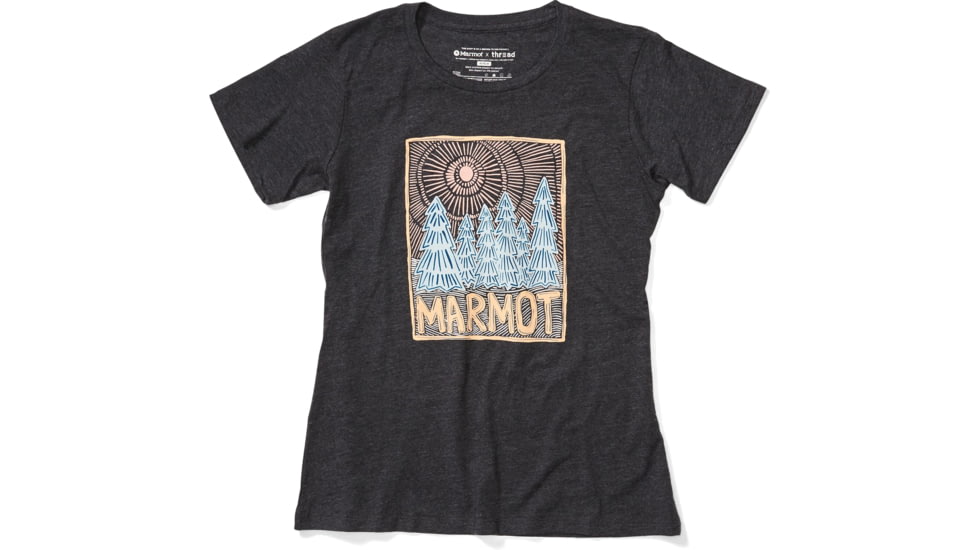 Marmot Woodblock Short Sleeve T-Shirt - Womens, Charcoal Heather, Medium, 46470-1204-M
