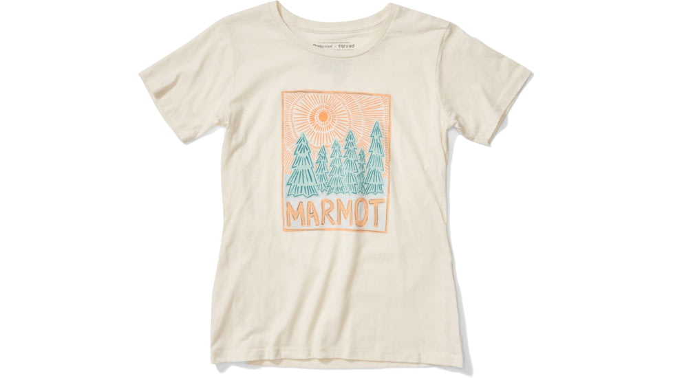 Marmot Woodblock Short Sleeve T-Shirt - Womens, Turtledove Heather, Large, 46470-3069-L