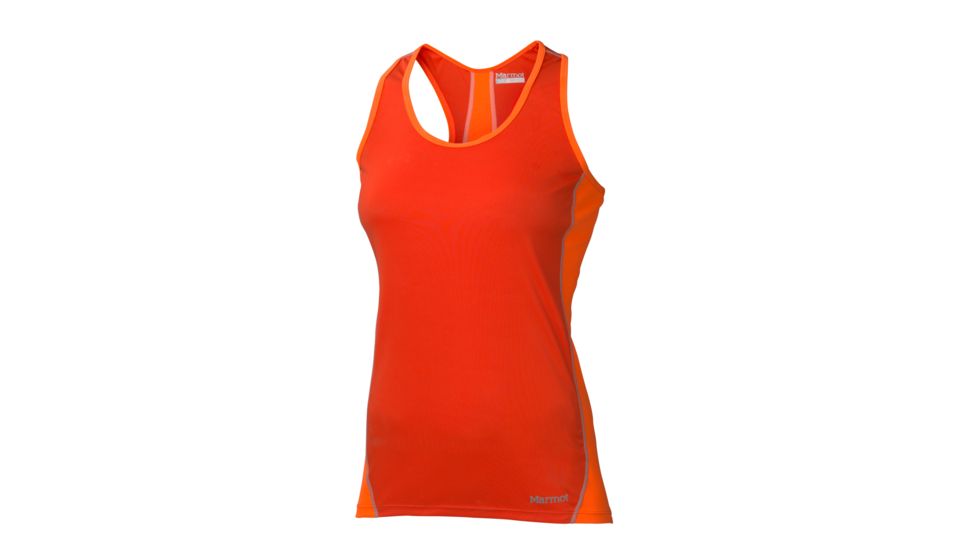 Marmot Womens Zeal Tank,Coral Sunset/Bright Orange,Large MAR1242-CS-BO-LG