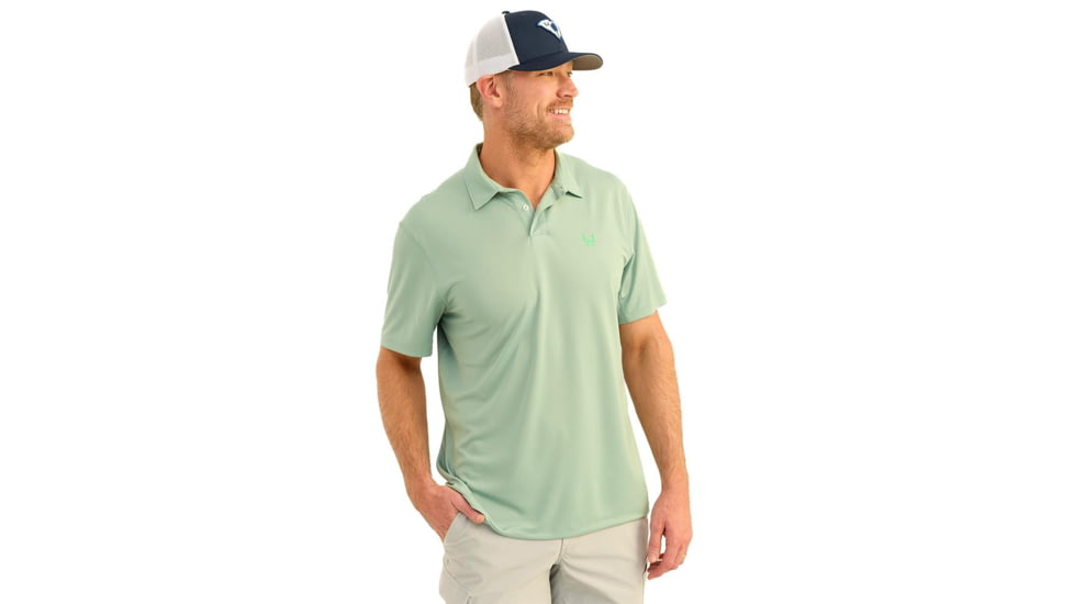 Marolina DBA HUK Huk Icon Polo Short Sleeve Shirt Fog Green L, H1200639-315-L