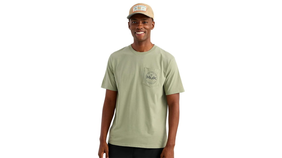 Marolina DBA HUK Huk Marlin Circle Short Sleeve Pocket Shirt Seagrass XL, H1000594-383-XL