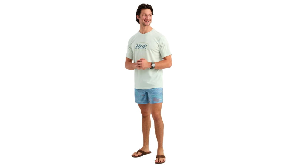 Marolina DBA HUK Huk Script Short Sleeve Tee Pale Algae Heather S, H1000587-392-S