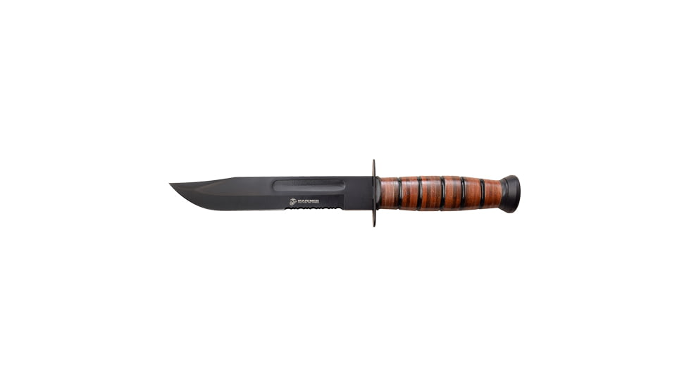 USMC Resolve Clamshell Fixed Blade Knife, 7 in, 3Cr13 Stainless Steel Stainless Steel, Bowie, Brown, MT-122MRCS