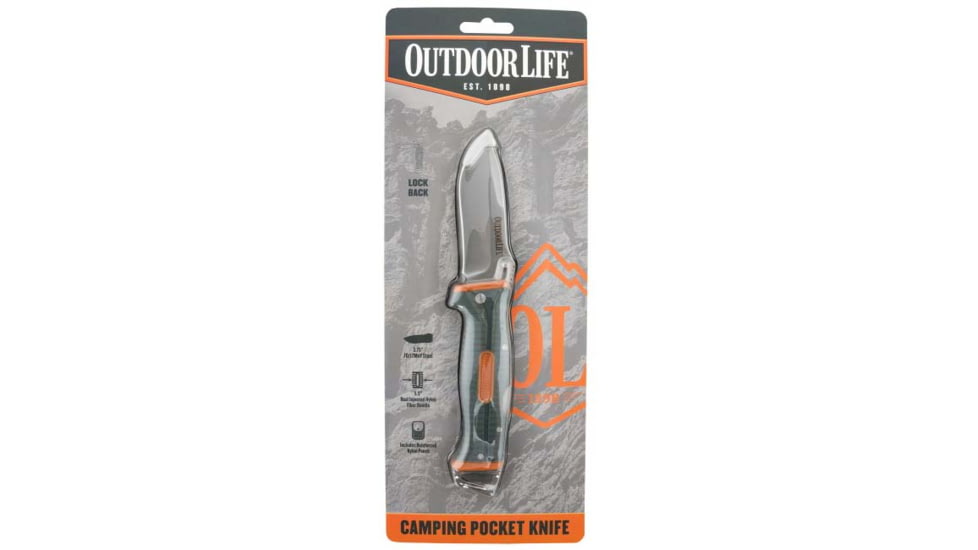 Master Cutlery Outdoor Life Folding Camping Knife, 3.75in, 7Cr17MoV Stainless Steel Blade, Drop Point, Orange Handle, OLFDR001OGN