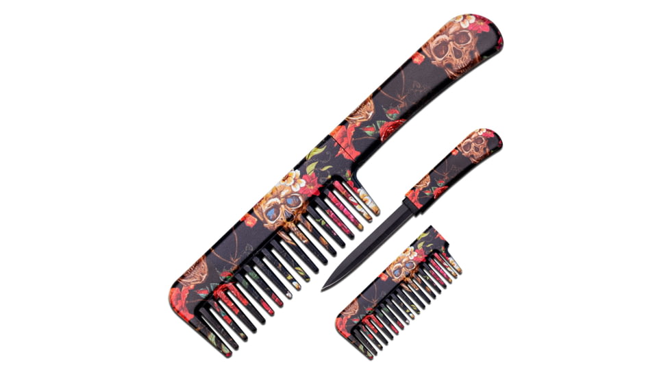 Master Cutlery BladesUSA Self Defense Comb Knife, 3 in, 3Cr13 Stainless Steel Stainless Steel, Spear Point, Multicolor, PK-107S