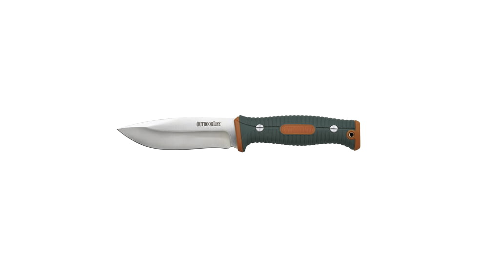 Outdoor Life Fixed Blade Knife, 4.75 in, Stainless Steel, Drop Point, OD Green, OLFIX001OGN