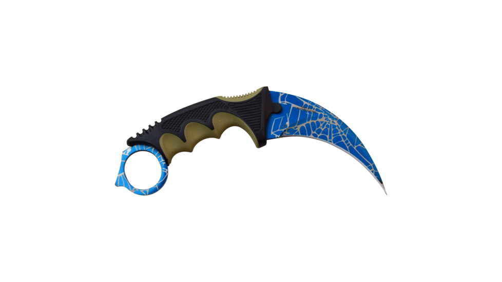 Master USA Hawkbill Fixed Blade Knife, 4 in, 3Cr13 Stainless Steel Stainless Steel, Black/Blue, MU-1142BGN