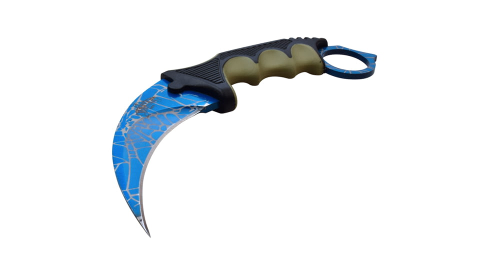 Master USA Hawkbill Fixed Blade Knife, 4 in, 3Cr13 Stainless Steel Stainless Steel, Black/Blue, MU-1142BGN