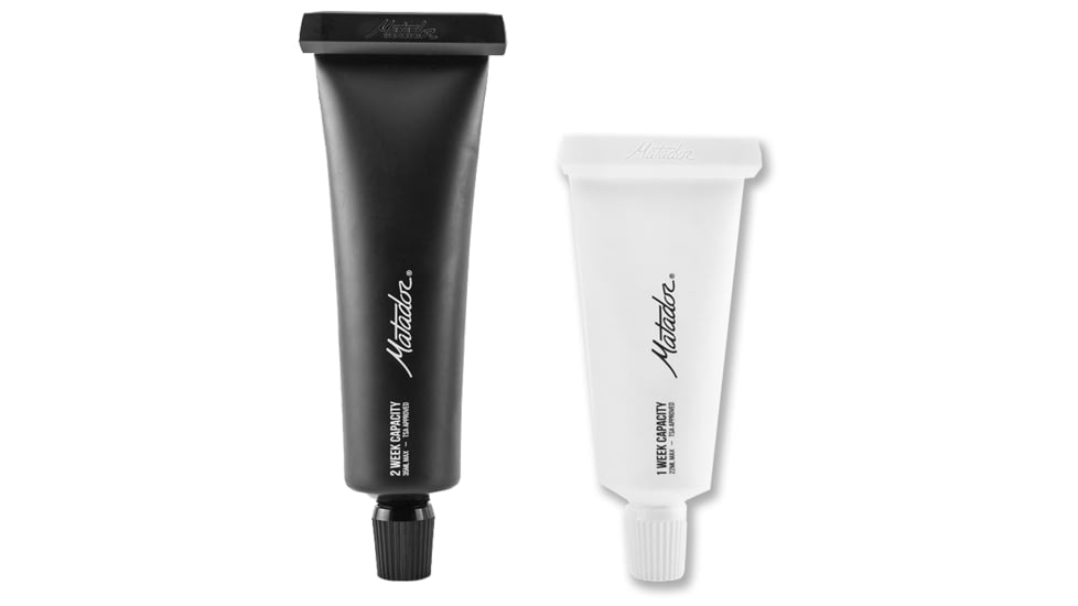 Matador Refillable Toothpaste Tubes - 2-Pack, Black/White, MATTT2001BKW