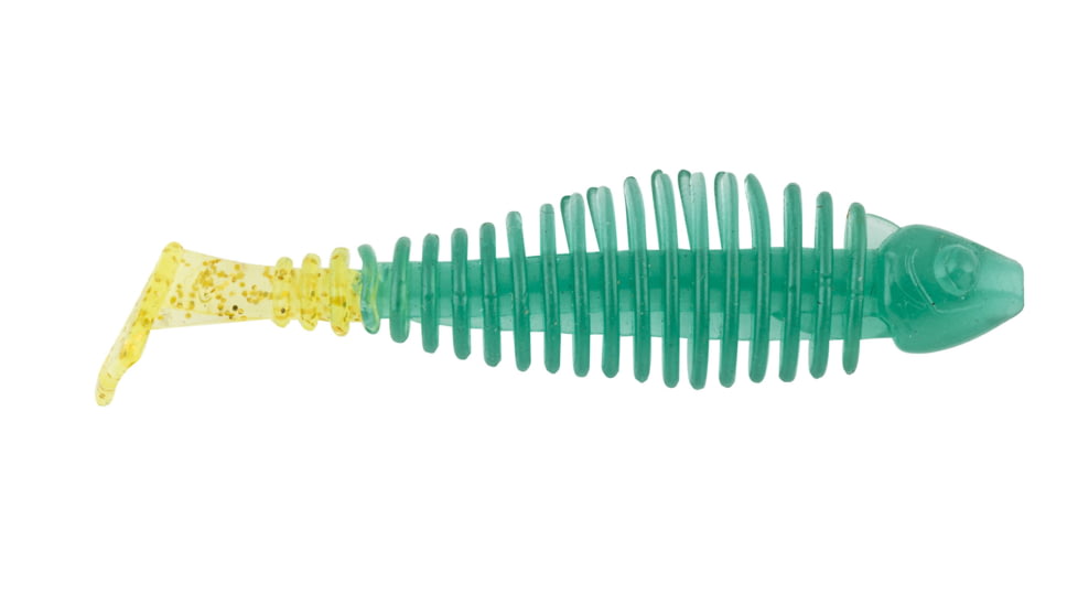 Matzuo Gaikotsu 2.5in Ribbed Swimmer 8pk, Green Chart Glitter, MTZGK2.5GCHAR