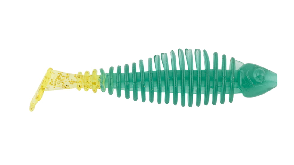 Matzuo Gaikotsu 3.5in Ribbed Swimmer 8pk, Green Chart Glitter, MTZGK3.5GCHAR