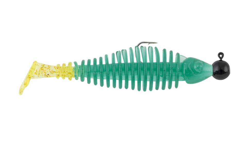 Matzuo Gaikotsu Pre-Rigged Swimmer 2.5in 3pk, 1/8th oz Green Chart Glitter, GK2.5GRNCHRT3PK