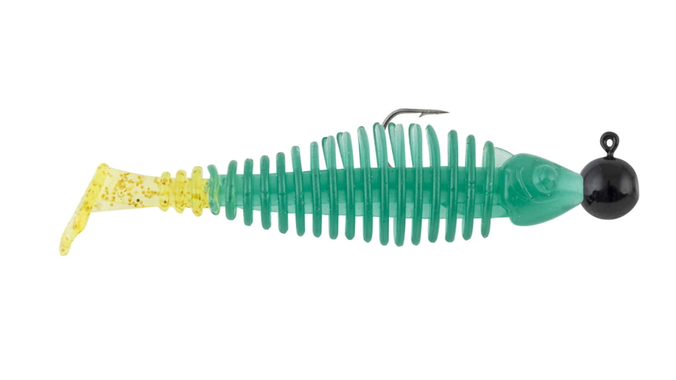 Matzuo Gaikotsu Pre-Rigged Swimmer 3.5in 3pk, 1/8th oz Green Chart Glitter, GK3.5GRNCHRT3PK