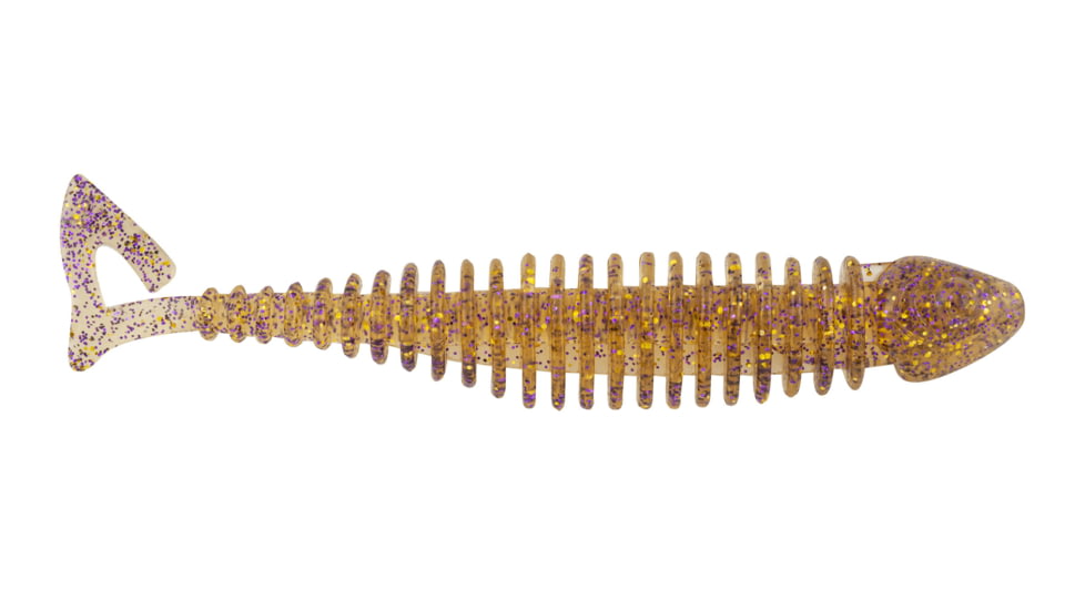 Matzuo Gaikotsu Ribbed Curl Tail 4.5in 8pk, Purple Flake Goby, MTZGKCT4.5PRPGBY