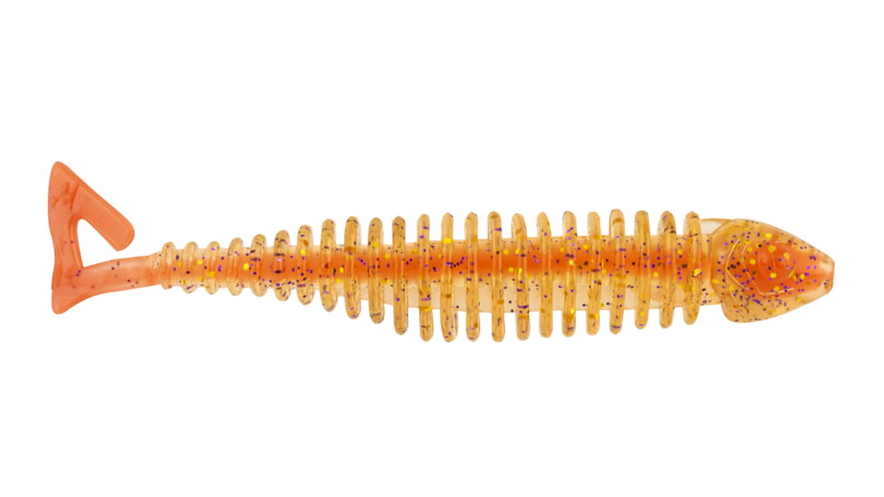 Matzuo Gaikotsu Ribbed Curl Tail 4" 8pk, Fire Tail Gold, MTZGKCT4.0FTGLD