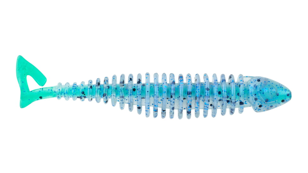 Matzuo Gaikotsu Ribbed Curl Tail 4in 8pk, Aqua Freeze, MTZGKCT4.0AQUA