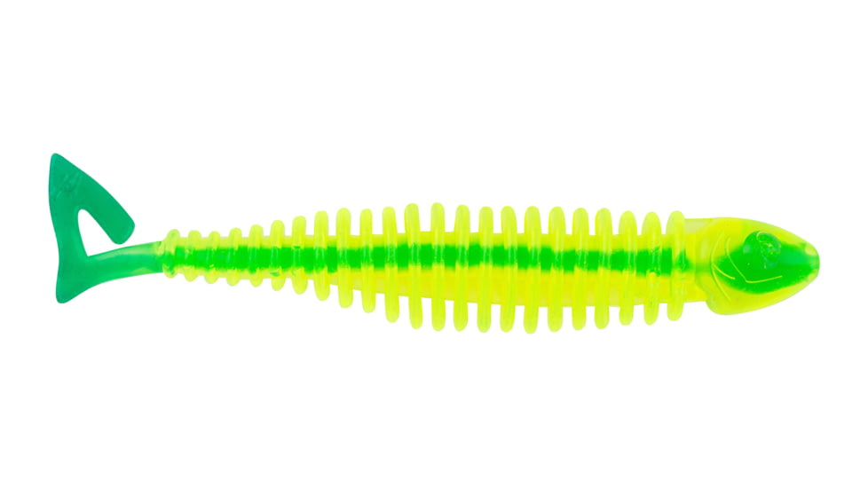 Matzuo Gaikotsu Ribbed Curl Tail 4in 8pk, Green Machine, MTZGKCT4.0GRNCHR