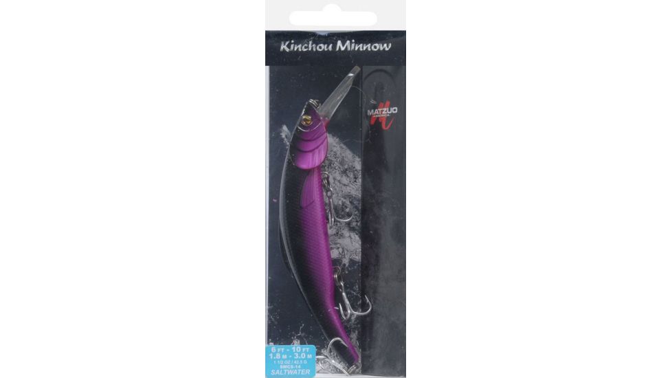 Matzuo Kinchou Minnow Saltwater Series Bait,5.5in,Purple Black Back 118784
