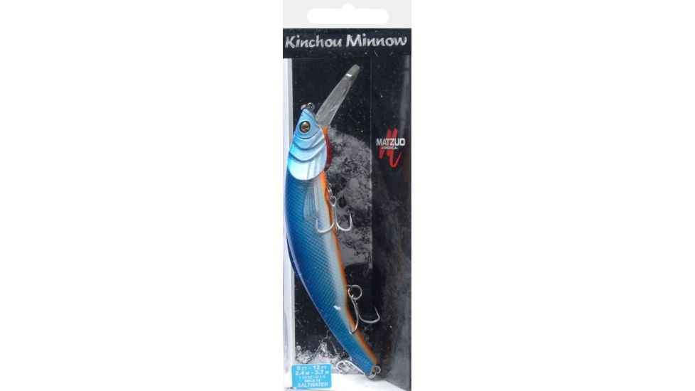 Matzuo Kinchou Minnow Saltwater Series Bait,7.5in,Chrome Blue Orange Belly 114360
