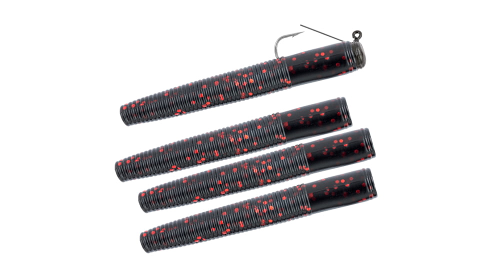 Matzuo Weedless Ned Rig, Black/Red, 1/16oz, 4 Pack, MZMFW116-BR