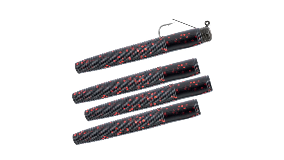 Matzuo Weedless Ned Rig, Black/Red, 1/8oz, 4 Pack, MZMFW18-BR