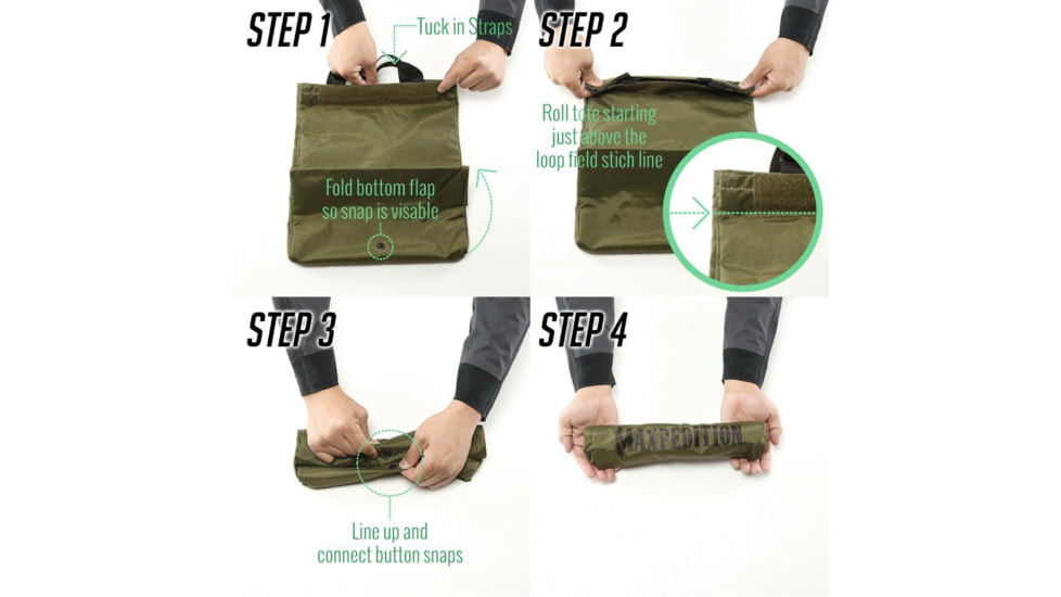 Maxpedition Roll Up Tote w/ 2 Maxpedition Logos, Green, 14in x 12in x 8in, TTEMXGRN