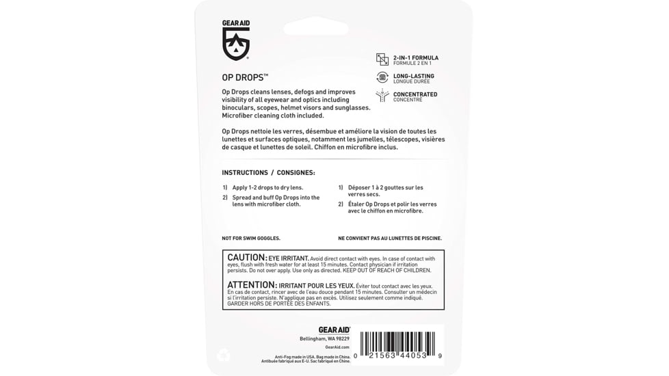 McNett OP Drops Cleaning Kit, 1/4 oz Anti-fog And Cleaning Kit 191457