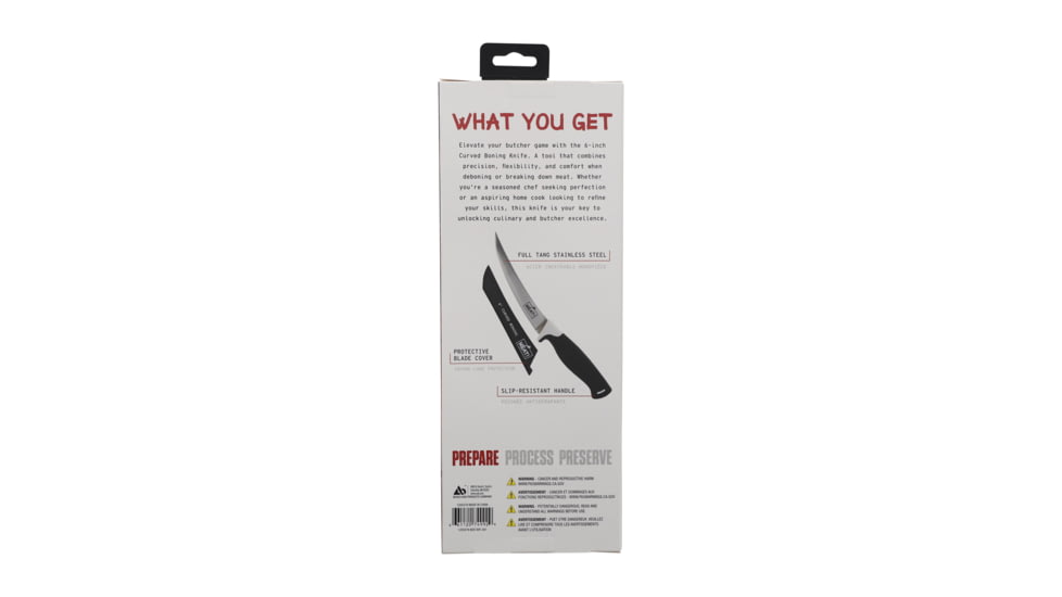 MEAT! Your Maker Boning Butcher Knife, 6 in, German 4116 Steel, Curved Fillet Blade, Polymer Handle, 1205578