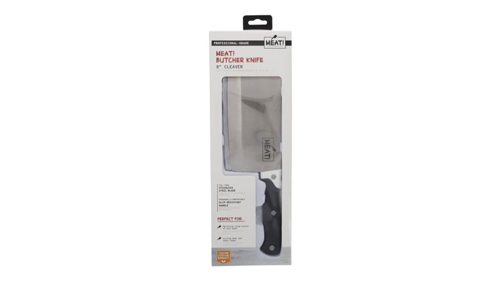 MEAT! Your Maker Cleaver Butcher Knife, 8 in, 3CR14 Steel, Cleaver Blade, Rubberized Handle, 1198588