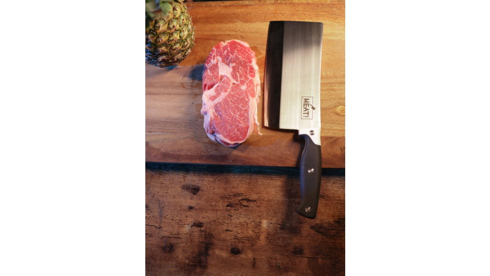 MEAT! Your Maker Cleaver Butcher Knife, 8 in, 3CR14 Steel, Cleaver Blade, Rubberized Handle, 1198588