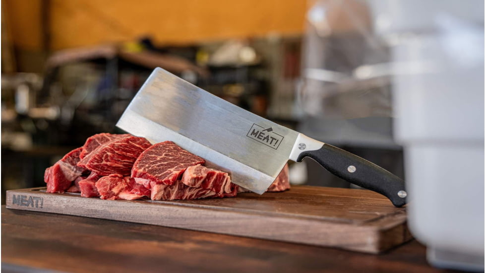 MEAT! Your Maker Cleaver Butcher Knife, 8 in, 3CR14 Steel, Cleaver Blade, Rubberized Handle, 1198588