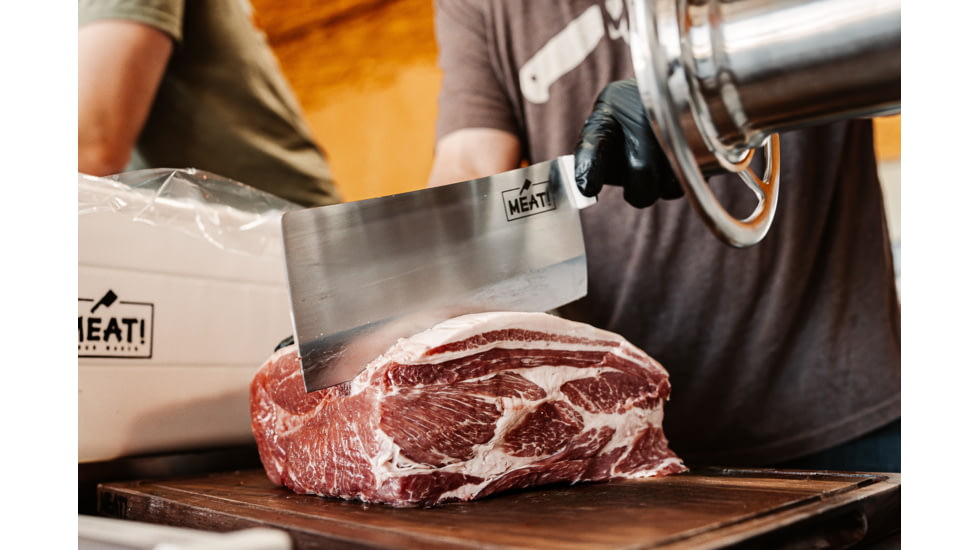 MEAT! Your Maker Cleaver Butcher Knife, 8 in, 3CR14 Steel, Cleaver Blade, Rubberized Handle, 1198588