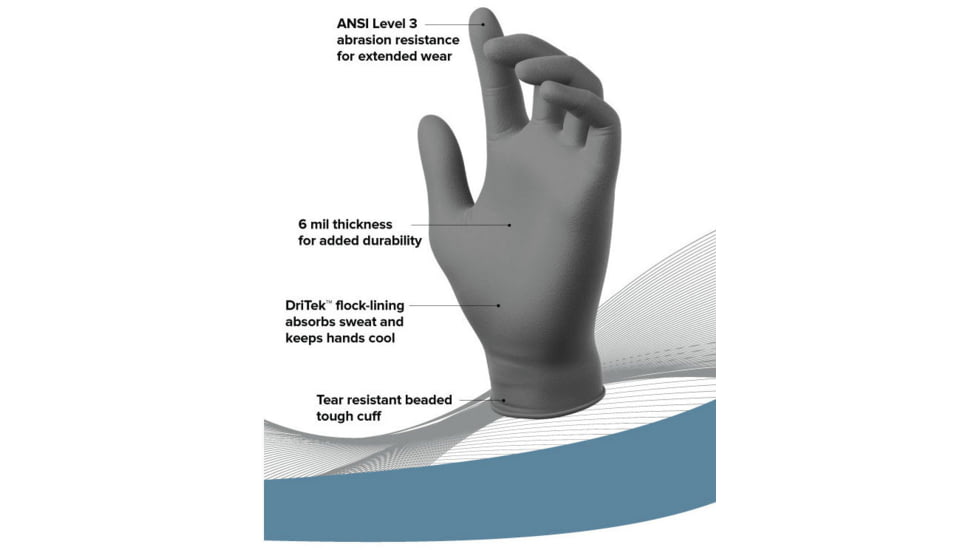 Mechanix Wear 50 CT Nitrile 6 Mil MiniMan Gloves - Mens, Grey, Large, D07-08-010-050