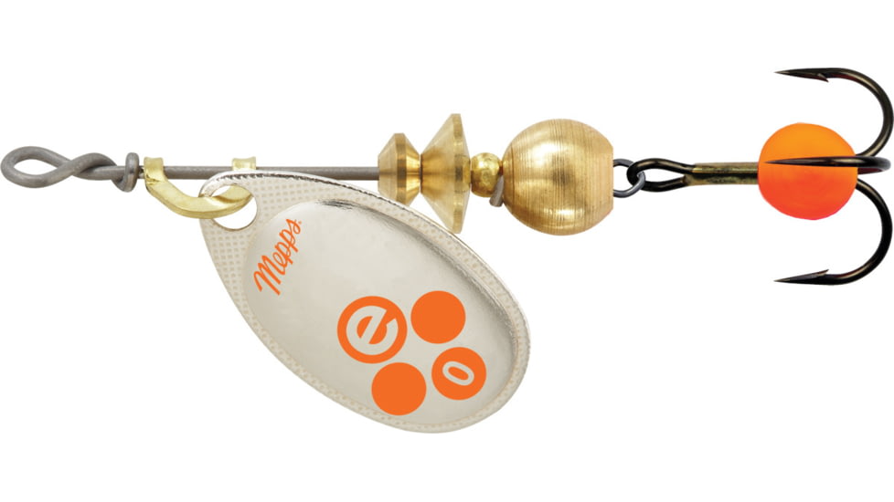 Mepps Aglia-e In-Line Spinner, 1/12 oz, Treble Hook w/Egg Silver-Hot Orange, BE0 SHO