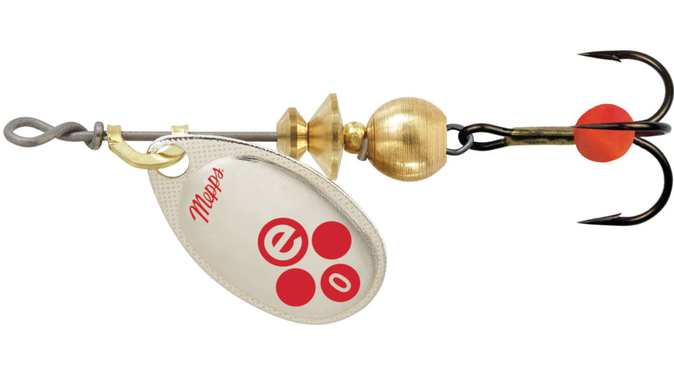 Mepps Aglia-e In-Line Spinner, 1/12 oz, Treble Hook w/Egg Silver &amp; Red, BE0 SR