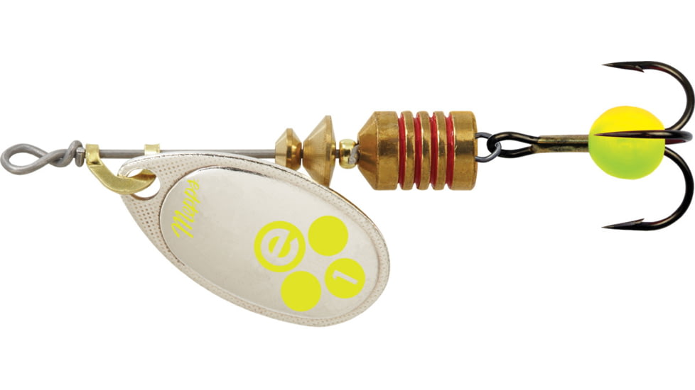 Mepps Aglia-e In-Line Spinner, 2in, 1/8 oz, Treble Hook w/Egg, Silver-Hot Chartreuse, BE1 SHC