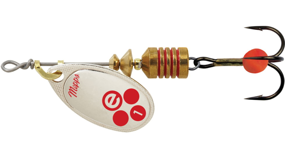 Mepps Aglia-e In-Line Spinner, 2in, 1/8 oz, Treble Hook w/Egg, Silver &amp; Red, BE1 SR