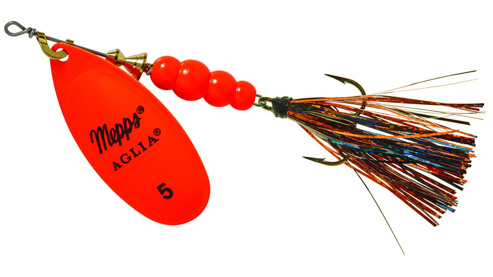 Mepps Aglia Flashabou In-Line Spinner 1/2 oz Hot Orange-Black/Orange, B5FT HO-BO