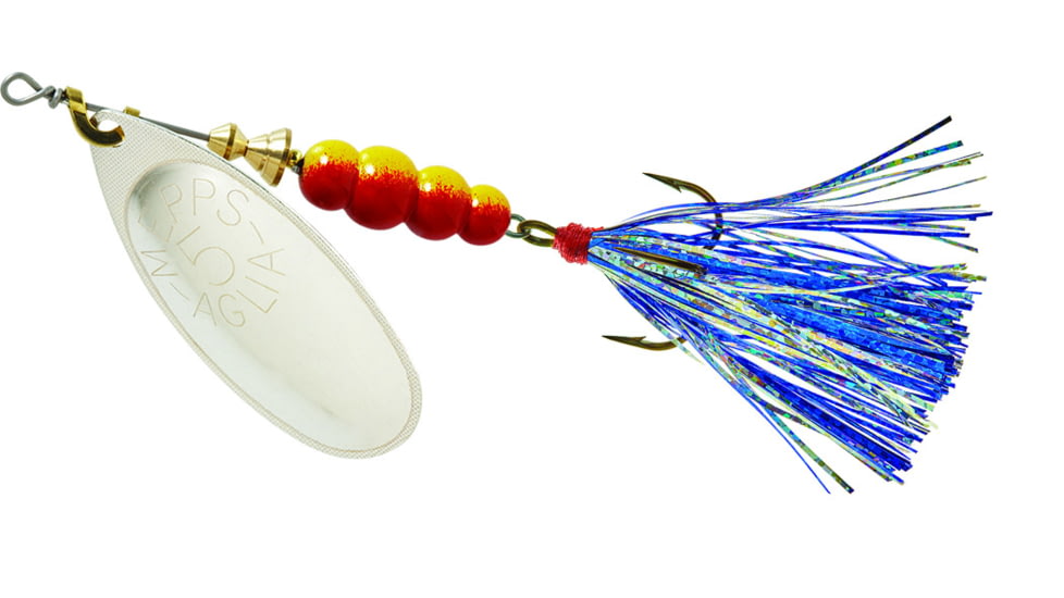 Mepps Aglia Flashabou In-Line Spinner 1/2 oz Silver-Blue/Silver, B5FT S-BLS