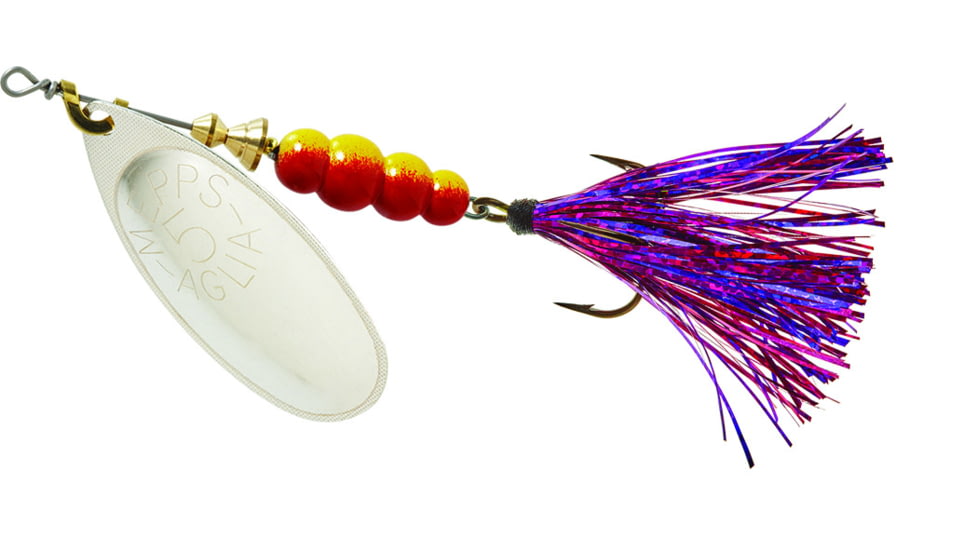 Mepps Aglia Flashabou In-Line Spinner 1/2 oz Silver-Purple/Pink, B5FT S-PPK