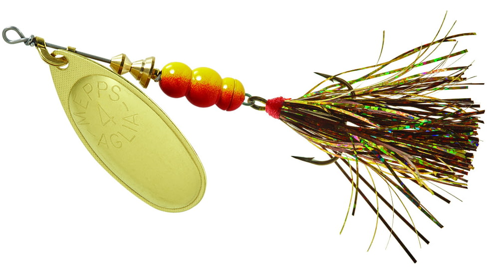 Mepps Aglia Flashabou In-Line Spinner 1/3 oz Gold-Brown/Gold, B4FT G-BRG